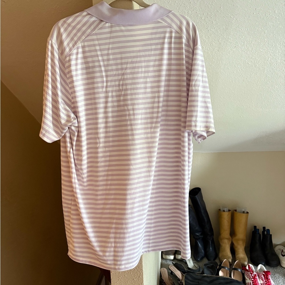 Nike Men's Striped Polo Shirt - Light Purple and White - Picture 5 of 5
